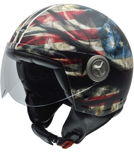 NZI Tonup Graphic Open Face Motorcycle Helmet Gloss Chica Bonita
